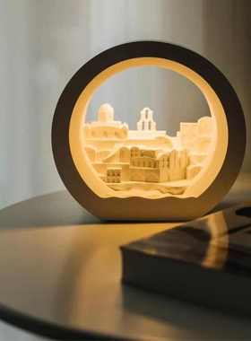 Q2W圣托里尼床头摆件高级氛围香薰小夜灯家用小众室内卧室香氛伴