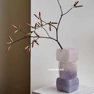 玉石高端质感大号渐变色花瓶 细腻有光泽客厅桌面装饰品花器批发