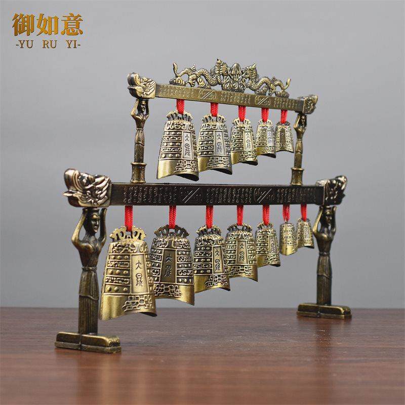 中式合金演奏乐器青铜器仿古曾侯乙双层编钟模型摆件婚庆影视采耳