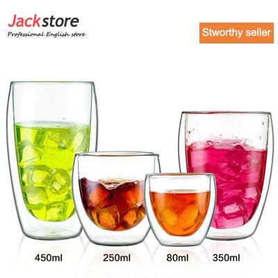 double wall heat insulation glass coffee cup clear双层