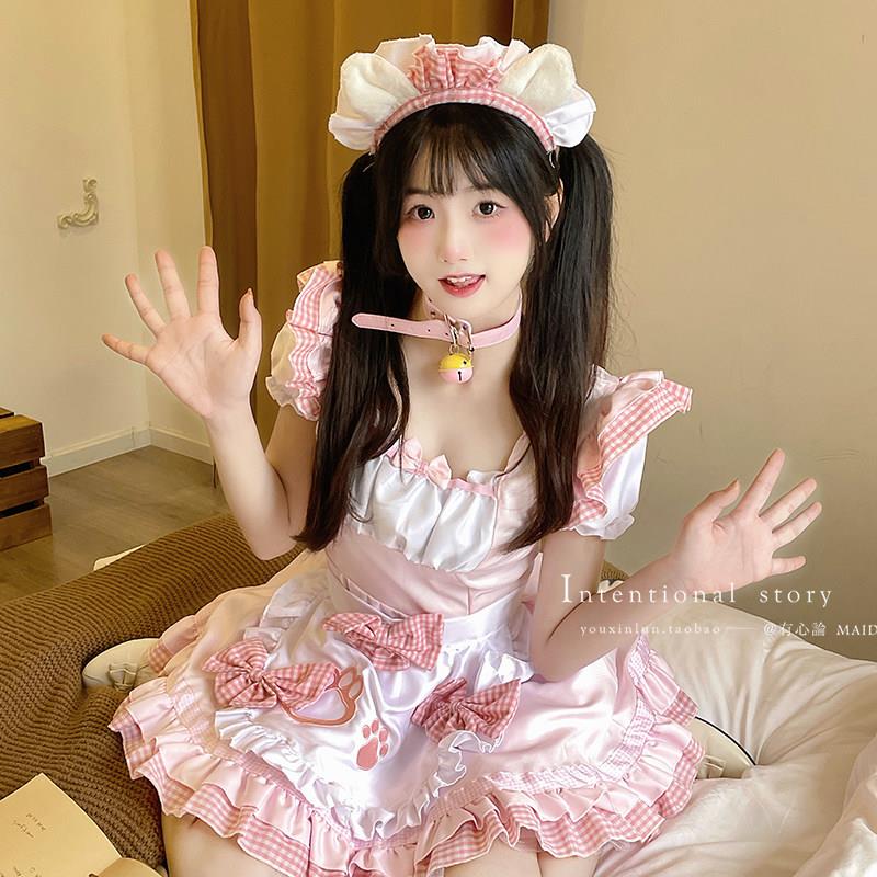 黑白配色女仆装与粉白系软妹COS装 适用于Lolita风格连衣裙 大码