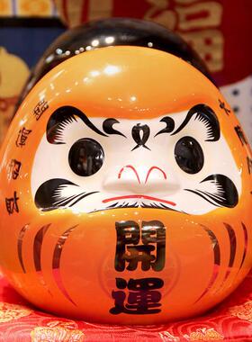 高档日式店铺达摩蛋开司摆件运寿店装饰品瓷存钱陶罐日本料理开业