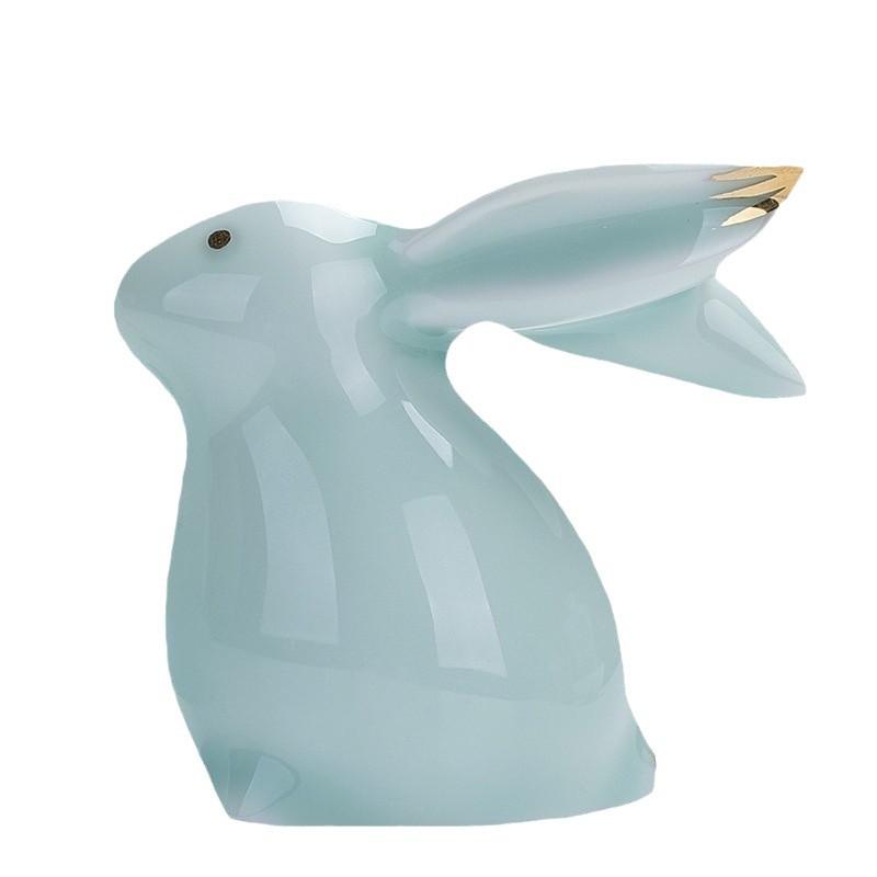 功夫茶陶瓷可爱玉兔摆件茶宠摆件