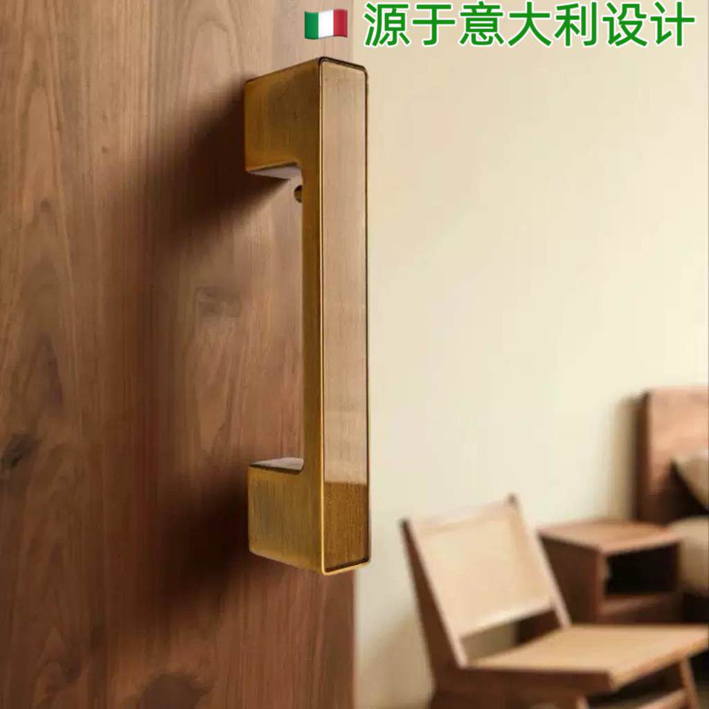 隐形门锁双面门把手方形现代简约磁吸静音室内房门锁黑色生态门锁