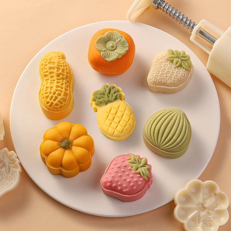 月饼模具儿童【新款】卡通水果月饼模具新款手压式家用冰皮绿豆糕