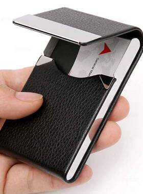 Business Card Holder Case - Slim PU Leather Metal Pocket Car