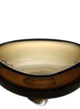 现代轻奢样板房客厅餐厅装饰摆件家居饰品纯手工水晶玻璃果盘花瓶