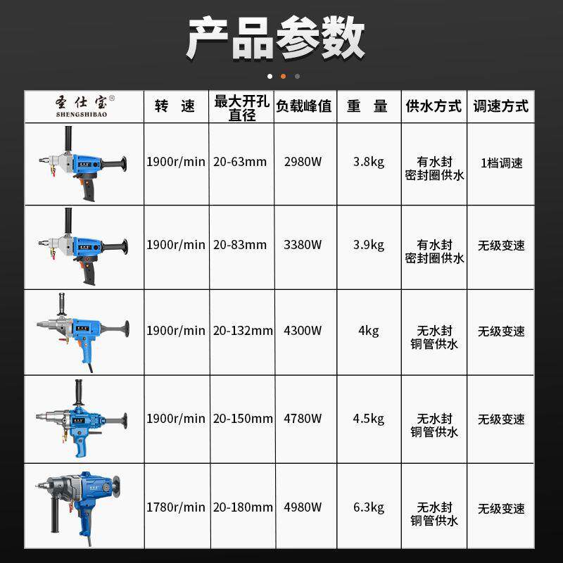 水钻机大功率空钻孔机土干湿两用混86泥调钻孔机手持支架孔双用打