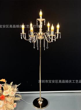 婚庆摆道具舞台创意T台装饰布置铁艺电镀多水晶欧式件MYF头路引灯