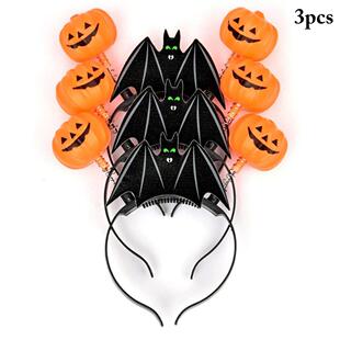 3PCS Pumpkin Funny Bat Headband Wing LED Hair Hoop Cosplay