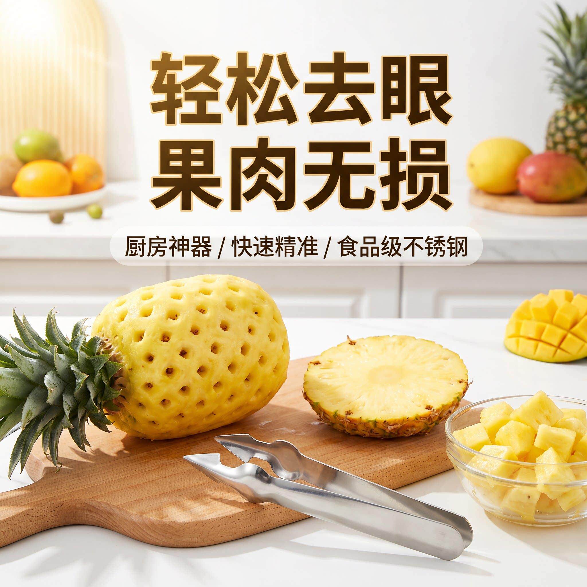 菠萝专用刀削菠萝的商用挖眼老式甘蔗去眼夹V型三叉刀切菠萝好物
