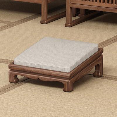 实木拜凳家用拜垫加厚蒲团打坐垫黑胡桃木跪拜凳跪垫可拆洗新中式