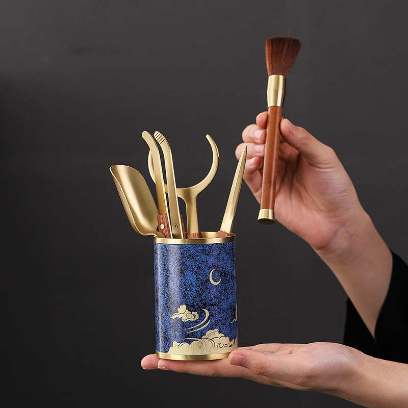 茶具配件黄铜茶道六君子套装功夫茶具茶夹茶勺茶针茶道配件六君子