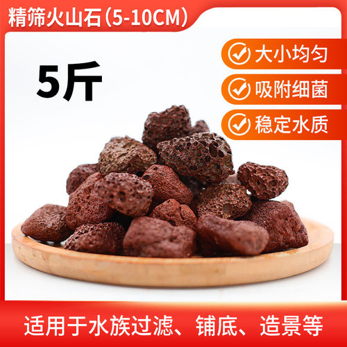 火山石颗粒滤材鱼缸过滤材料铺面拌土水族专用大块火山岩底砂