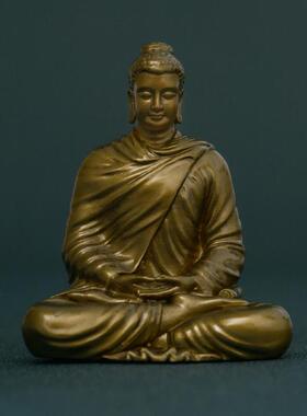 高档简修行牟迦尼佛像佛家用释供奉释迦摩尼佛如来坐像摆件纯黄铜