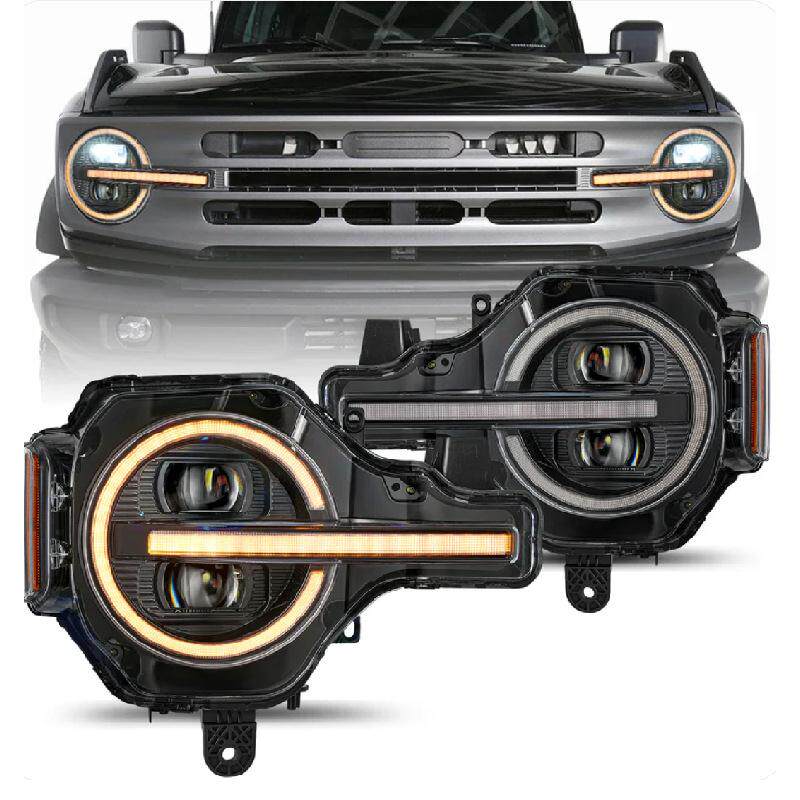 专用于20-24款福特烈马Bronco大灯总成改装LED透镜日行灯转向灯