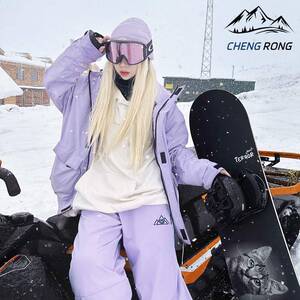 2024冬季防水拉链魔术贴滑雪服休闲户外运动大码加绒保暖情侣套装