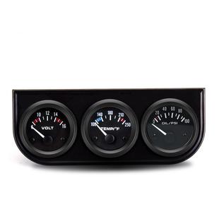 改装 汽车华氏度水温油压电压三联表2寸52MM黑色三合一三联表