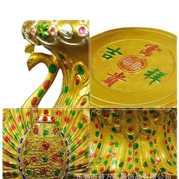欧美风格尊贵奢华米白色孔雀换鞋凳子梳妆台凳子树脂工艺品摆件