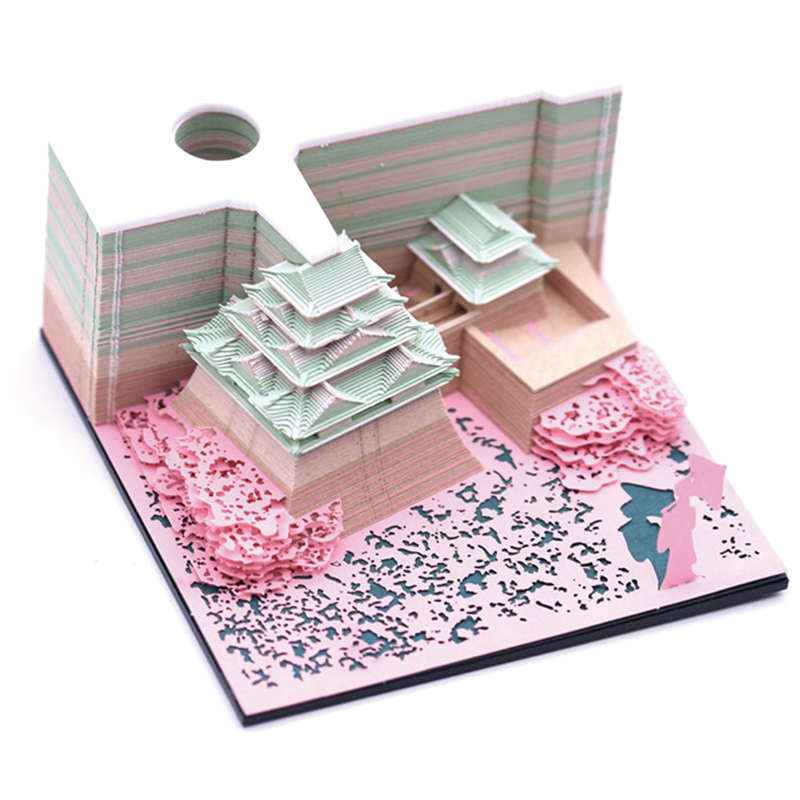 天守阁小仓城3D立体便签纸雕创意建筑艺术品文创便利贴礼物