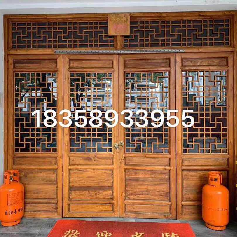 东阳木雕中式仿古门窗实木花格老旧房间木门庭院对开大门复古定制
