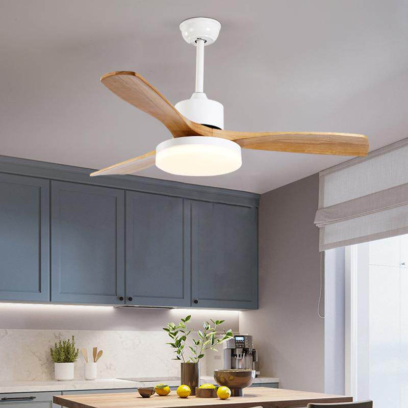 实木风扇灯客厅大尺寸吊扇灯北欧简约卧室风扇灯家用餐厅风扇吊扇