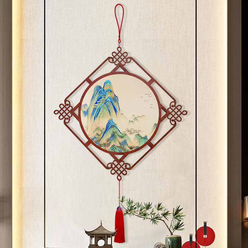 千里江山图中国结挂件新中式入户玄关装饰画餐厅挂饰客厅过道挂画
