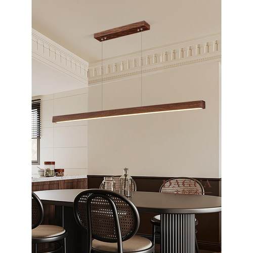 餐厅吊灯极简新中式禅意餐桌灯现代简约复古前台吧台led长条灯具