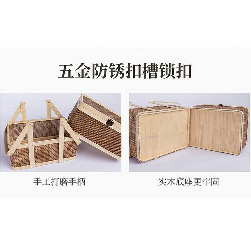 2礼02端午节粽子包双层装盒礼5盒蛋特产通用竹鸭编手提双层大竹篮