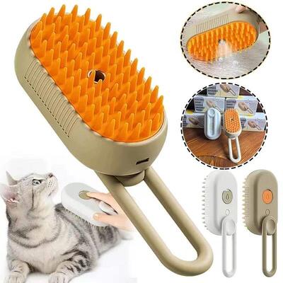 3 in 1 Cat Steam Brush One Touch Spray Pet Hair Removal Tool