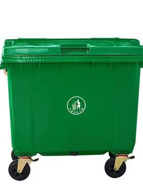 660L塑料环卫垃圾桶河北供应户外大号手推垃圾车加厚垃圾箱