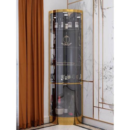 FTU欧璃式轻奢高档三角酒柜不锈转角玻客厅钢靠桂墙现代简约碧园