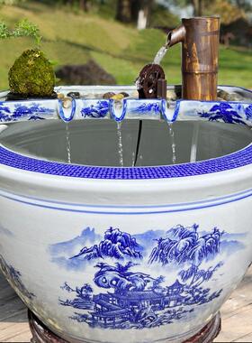 陶瓷流水器大型鱼池鱼缸假山水景盆景流水摆件循环过滤装饰造景