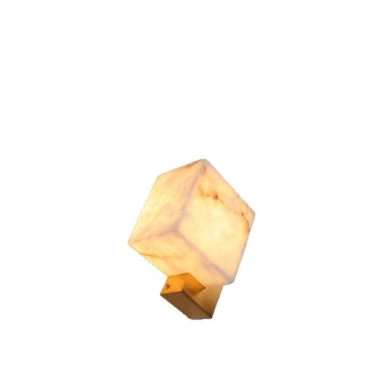 现代简约全铜壁灯设计创意北欧轻奢卧室床头灯全铜云石壁灯