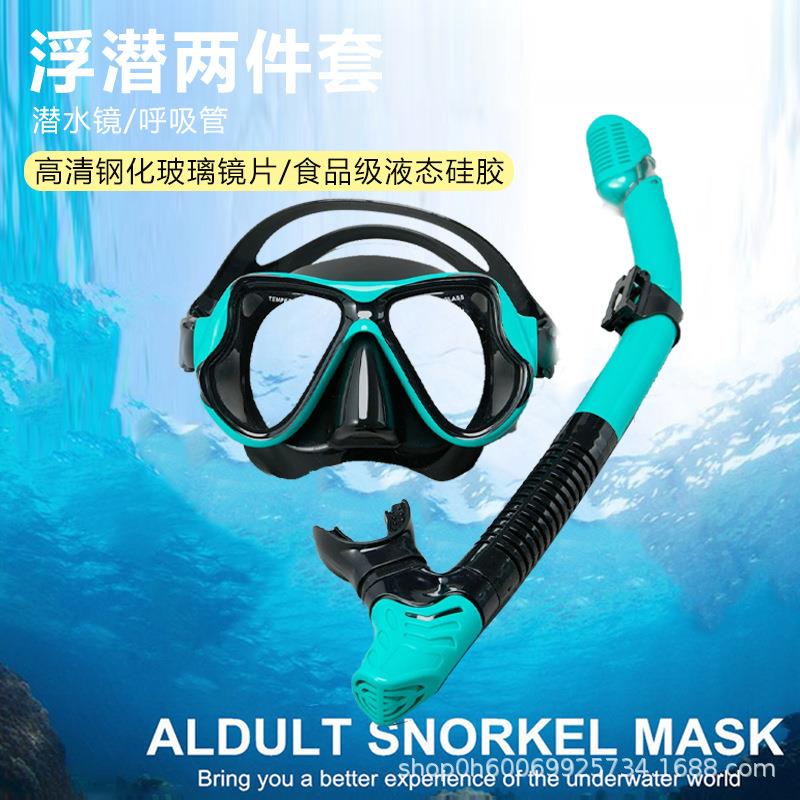 专业浮潜套装成人高清防水防雾潜水面罩钢化玻璃面镜全干式呼吸管