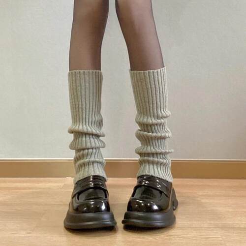 Womens Autumn Winter Knitted Leg Warmers Solid ColorStripe