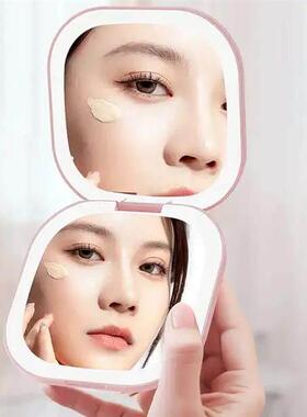 Compact Led Makeup Mirror With Light 1X/3X Magnifying Pocket