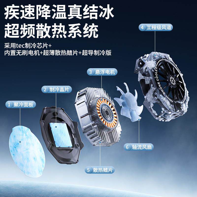 磁吸手机散热器超静音可结冰款半导体制冷直播降温带数显背夹