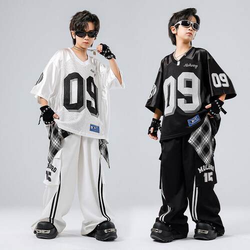 男童街舞儿童潮服酷帅嘻哈套装hiphop女童爵士舞服装架子鼓演出服