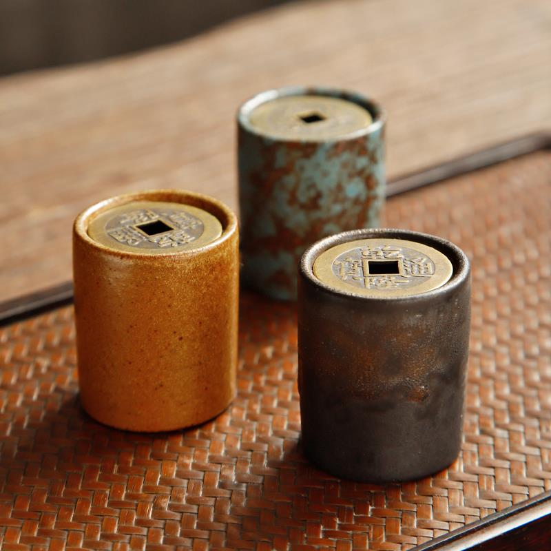 陶瓷铜钱盖置紫砂壶盖托功夫茶具配件盖碗茶宠摆件茶盖搁垫小架子