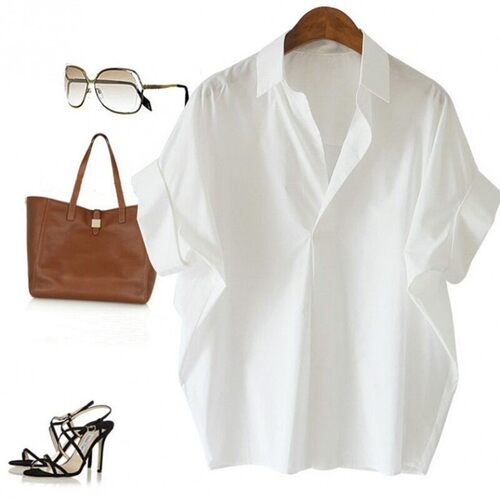 Women's Batwing Sleeves Loose Solid Color Lapel Collar