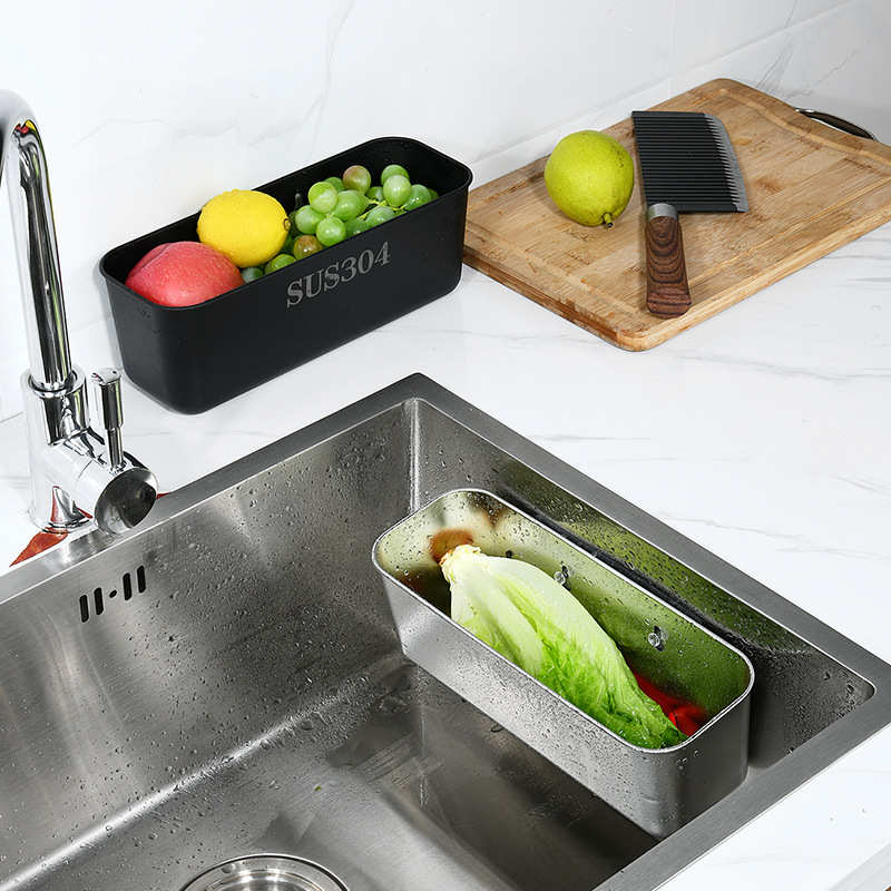 不锈钢水槽沥水篮长方形过滤篮洗菜篮过滤残渣篮洗米篮水果收纳篮