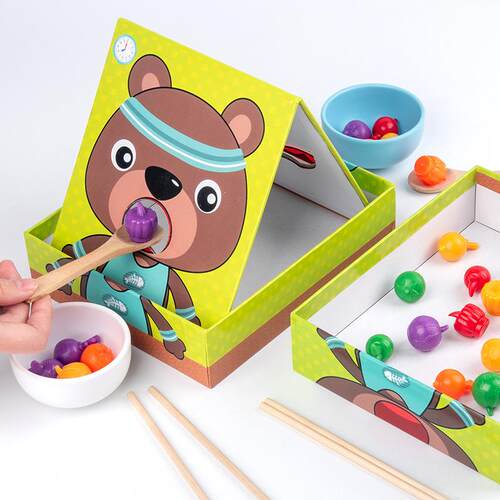 儿童早教精细动作夹筷子锻炼玩具亲子过家家仿真喂食蒙式训练玩具