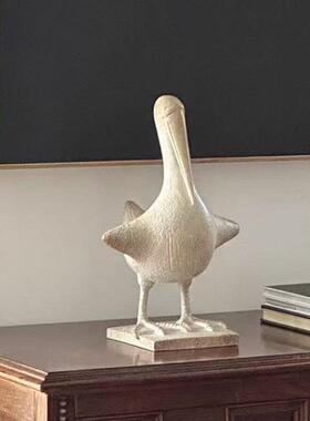 古鹈鸟风雕塑摆件样板间展厅FFA家居书房玄关动鹕物桌面中复古装