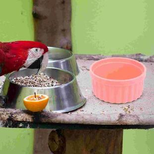 Parrot Food Bowl Pink Dog Bowls Chinchilla Feeding Tray Cat