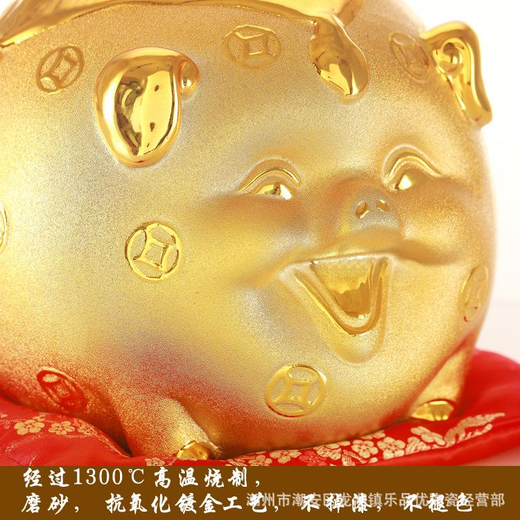 202年陶瓷1福猪罐存钱罐摆件电镀大号小号金猪QIF蓄开储业礼品