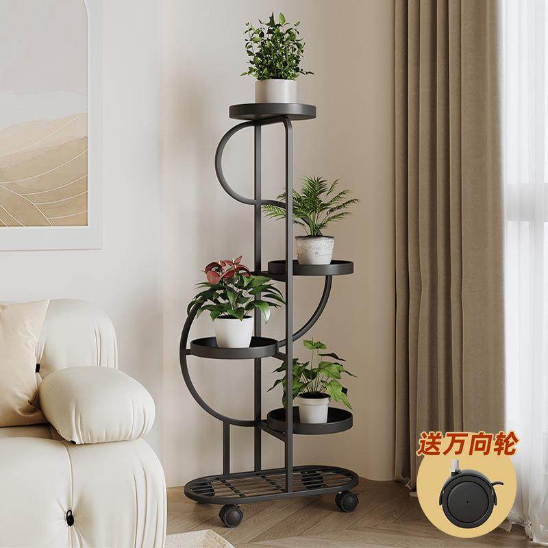 花架子客厅落地式花盆架室内植物摆放架铁艺花架可移动阳台置物架