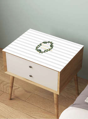 简约暖色橙色轻奢印花pvc正方形防水防尘易打理卧室床头柜盖布