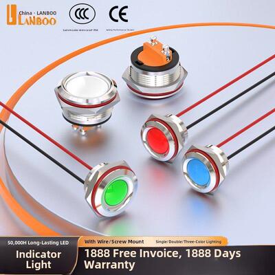 蓝波led金属指示灯220V电源显示灯 高亮防水三色12V24V380V红绿蓝