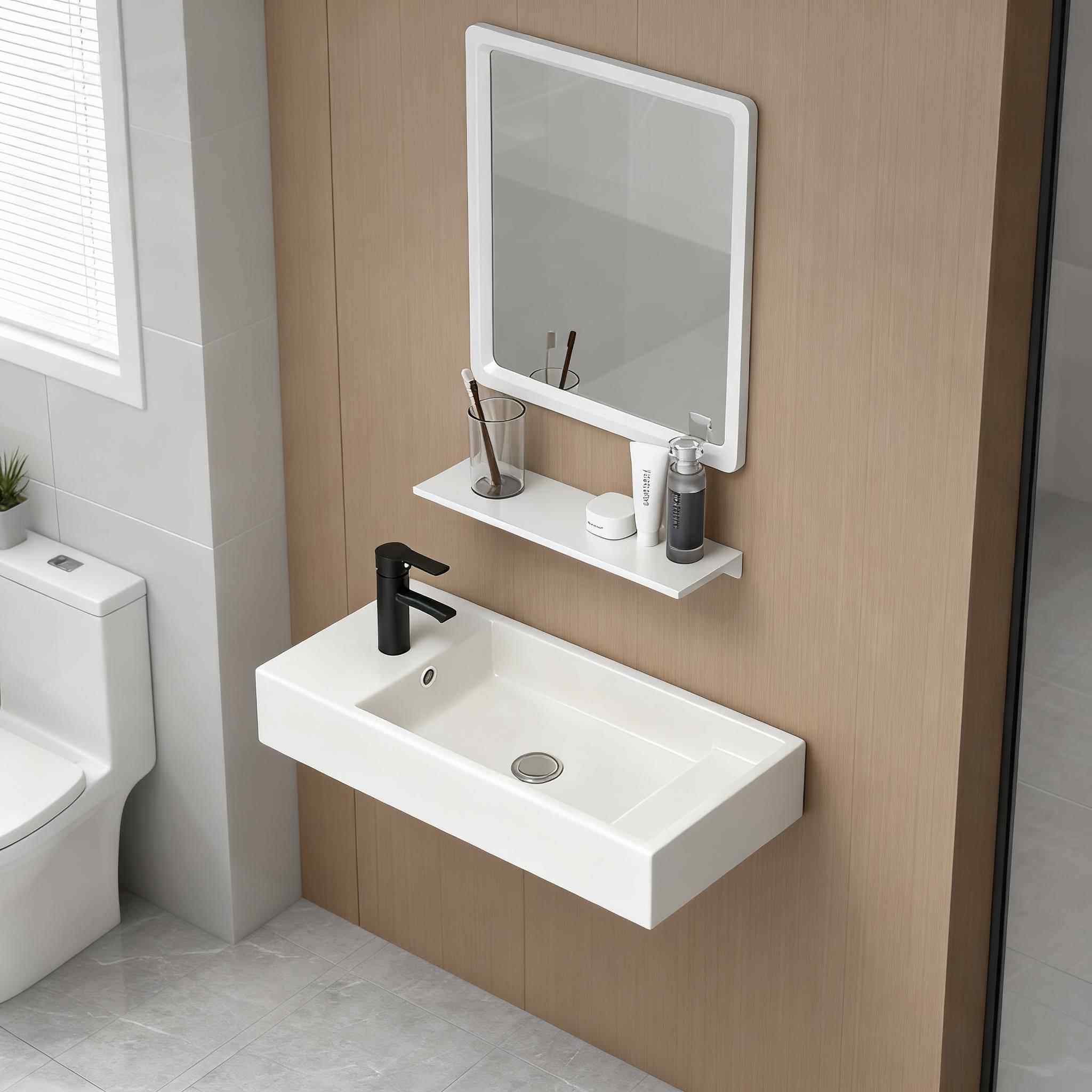 壁挂式陶瓷洗手盆小户型迷你卫生间小型洗脸盆挂墙式台盆30cm超窄